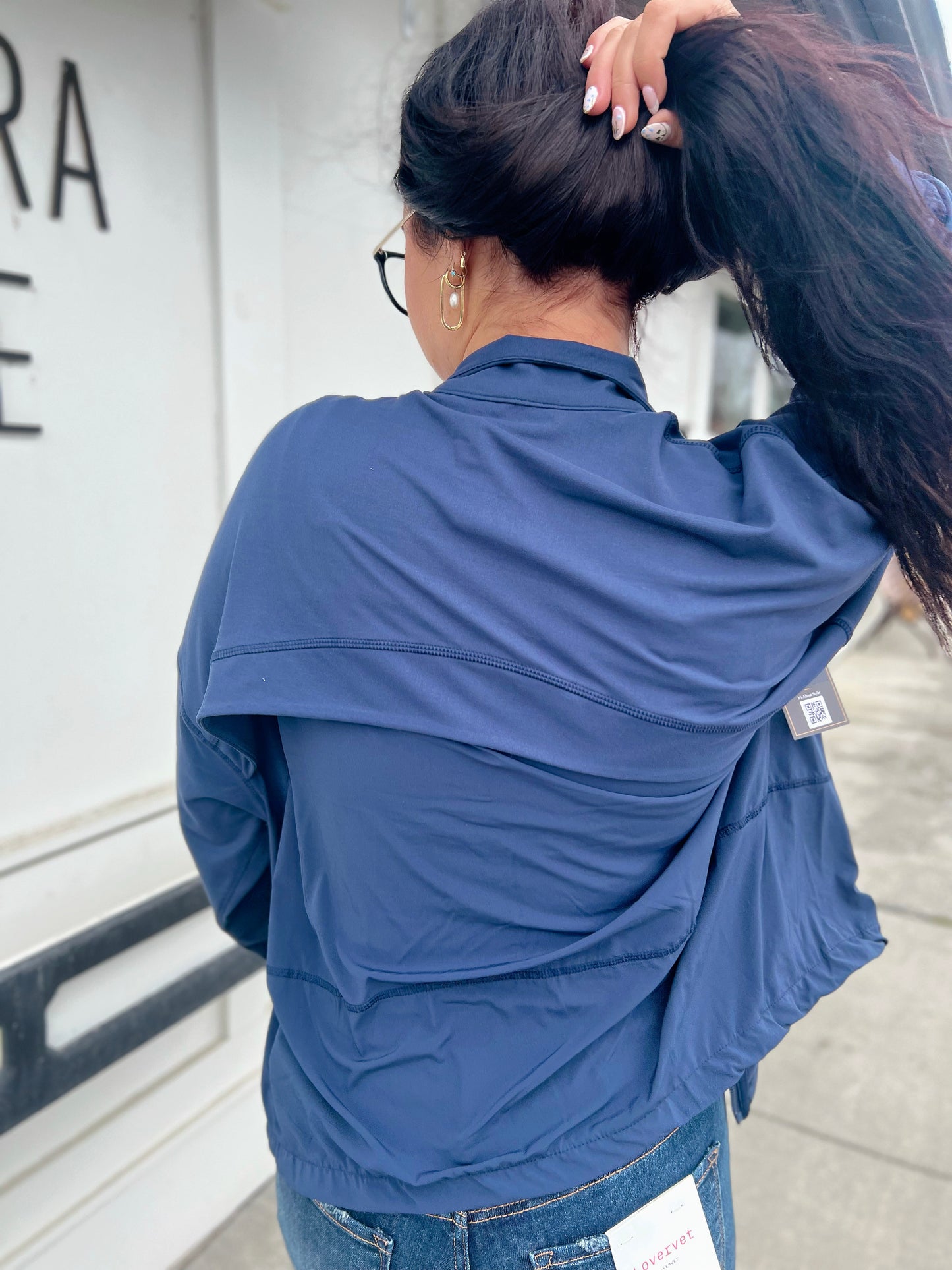 Just Butter Oversized Active Jacket- Navy
