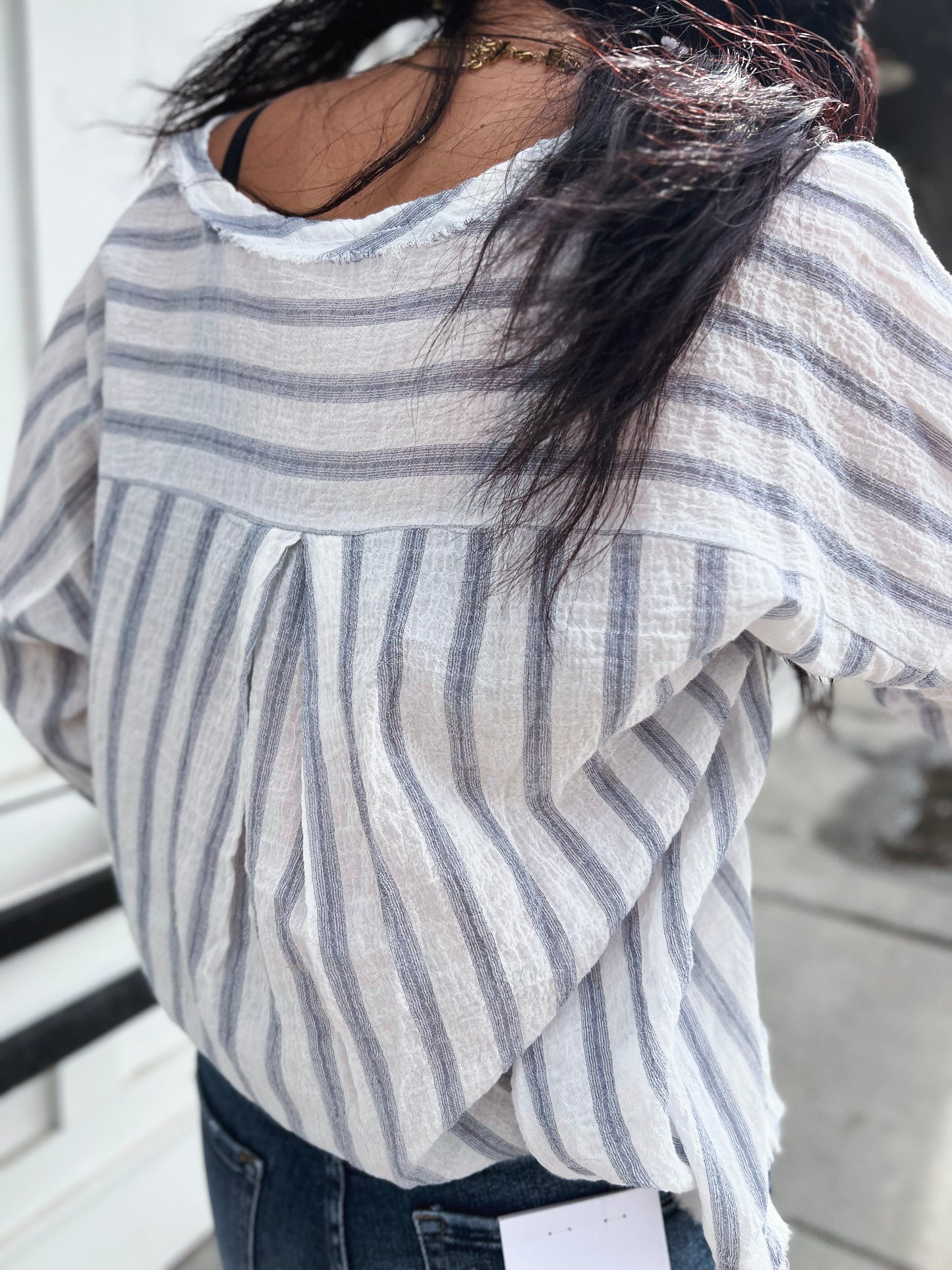 Francis V Nck Button Closure Blouse- Denim