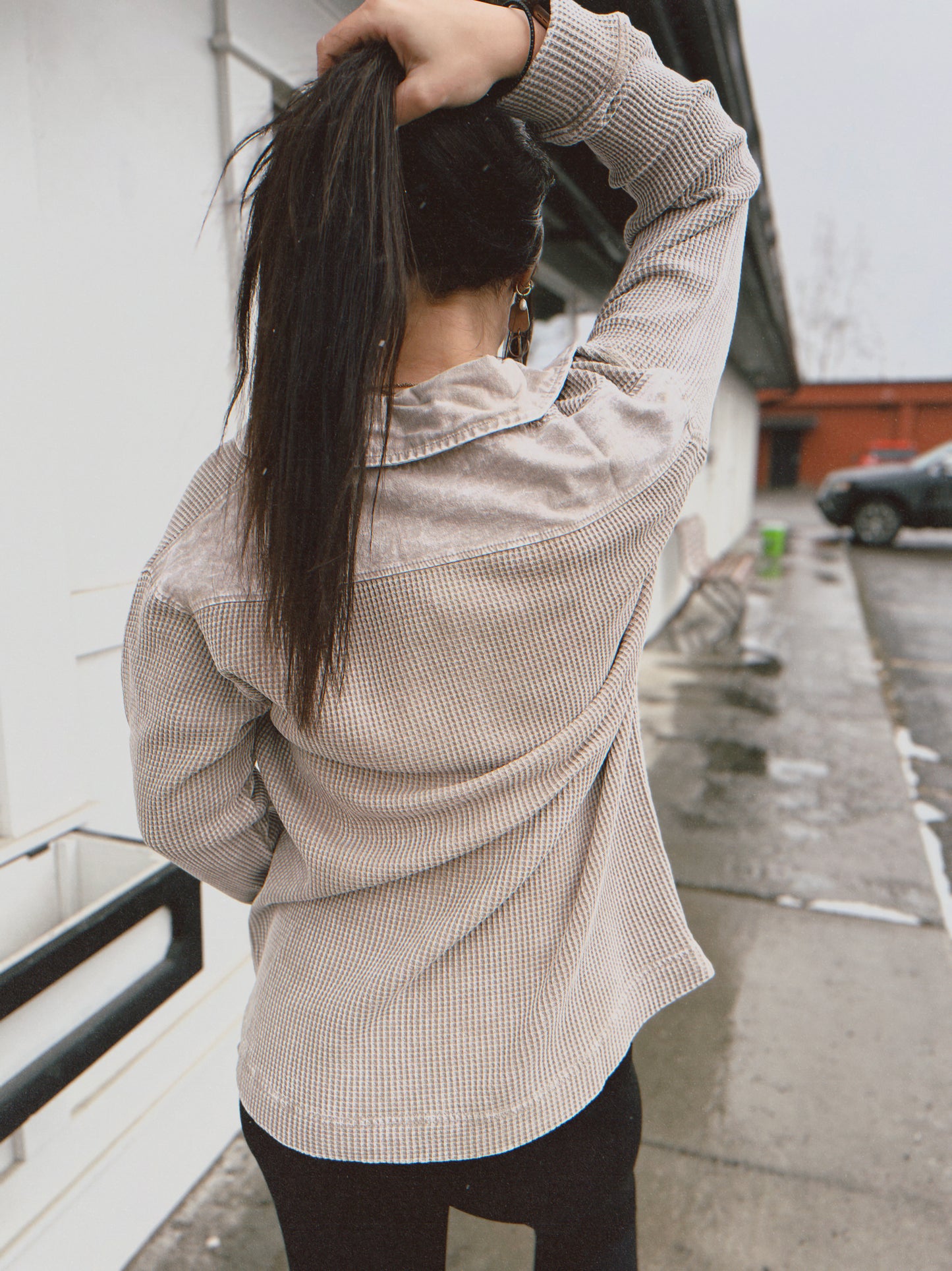 Wendi Waffle Knit Tunic- Smoky Taupe