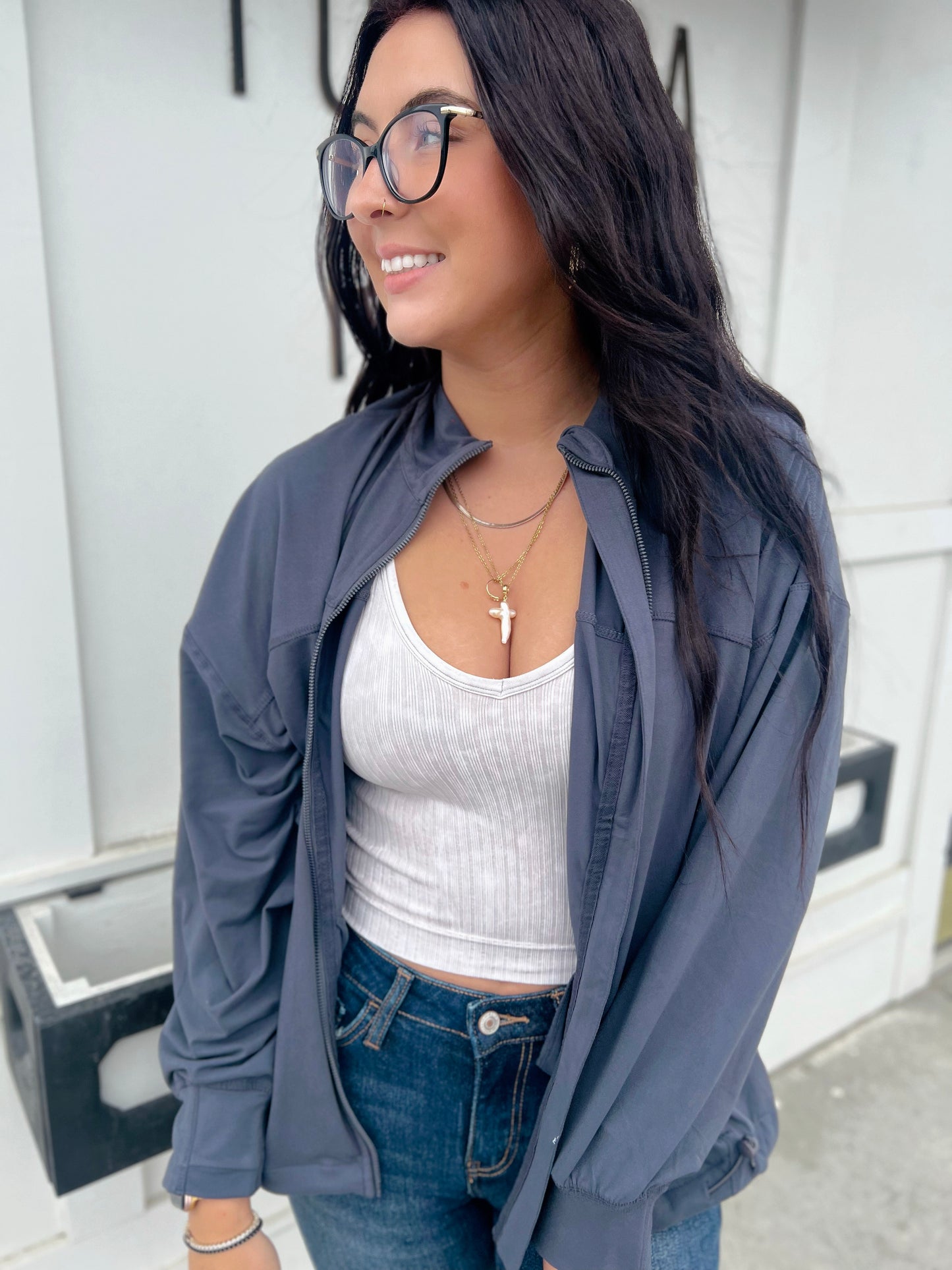 Just Butter Oversized Active Jacket- Charcoal