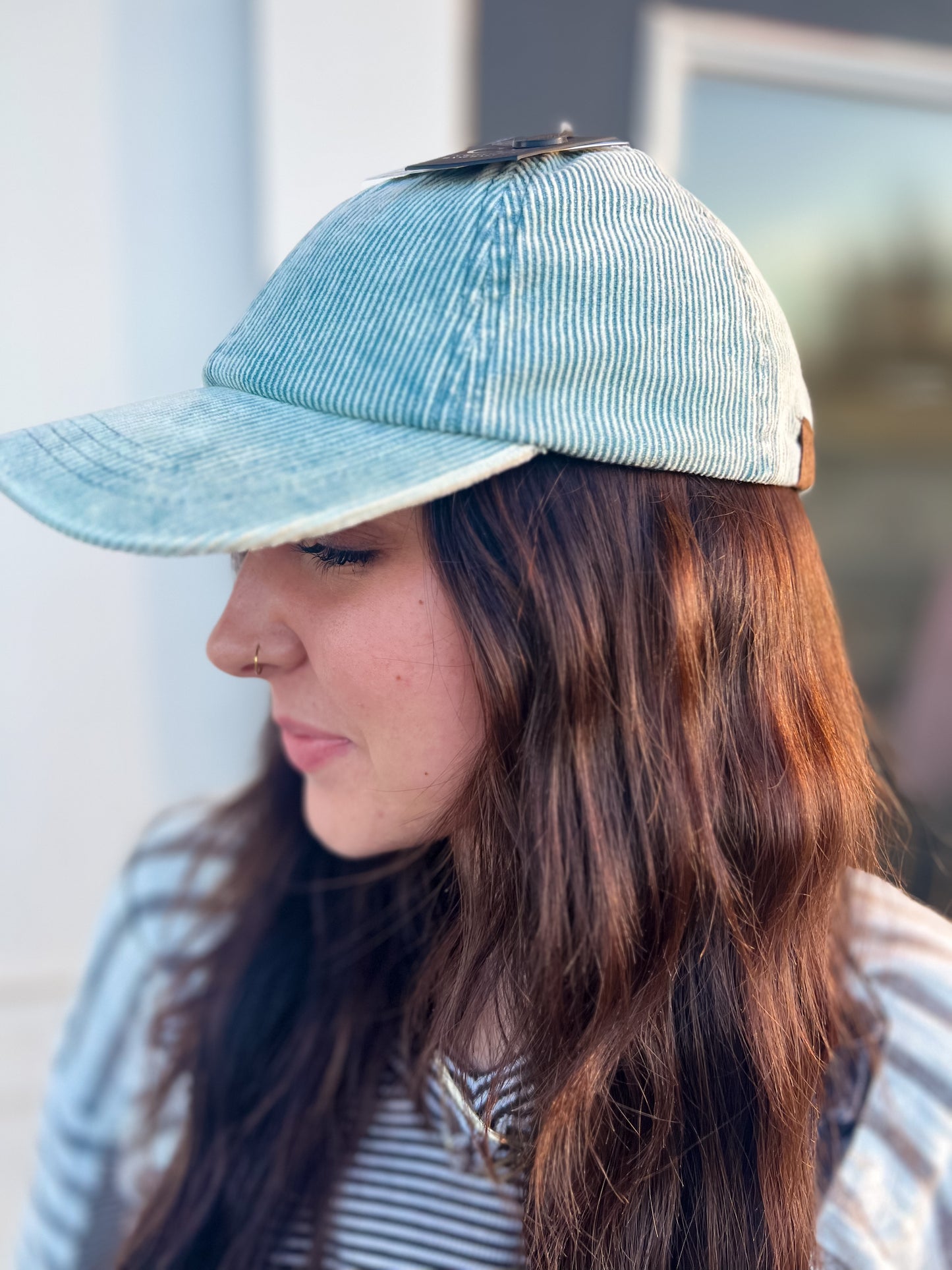 CC Stone Washed Corduroy Cap- Teal Grey