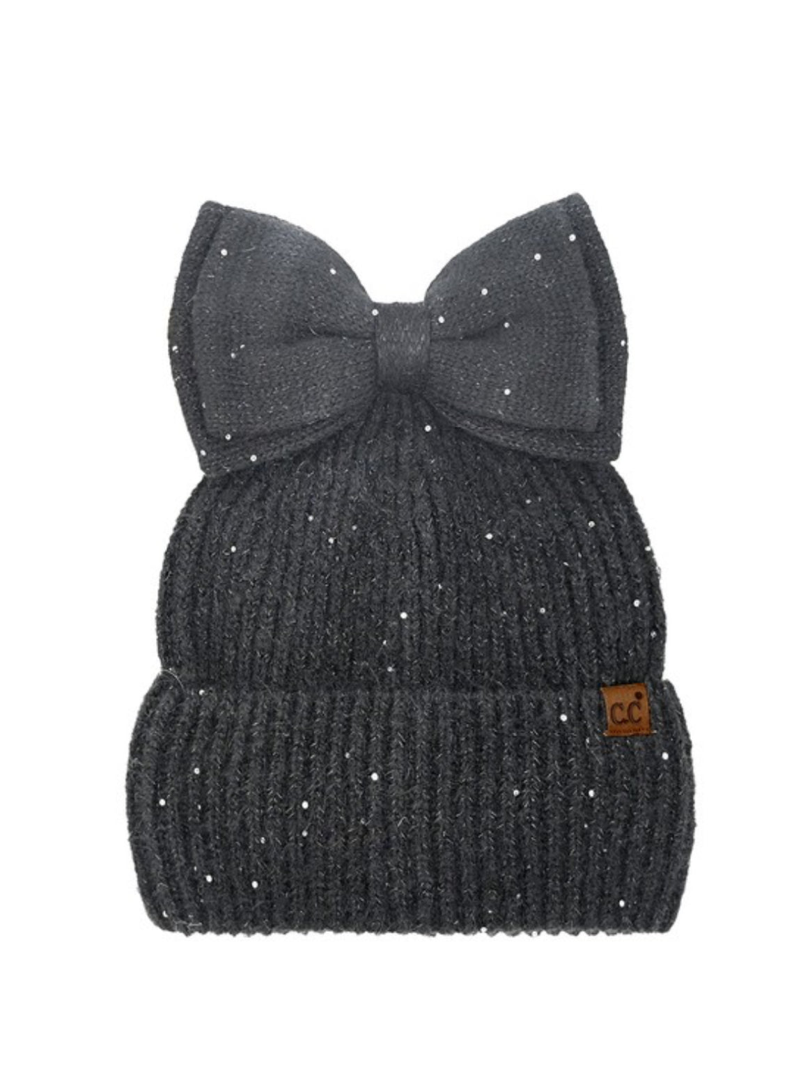 CC Messy Bun Bow Beanie W/ Sequins- More Colors