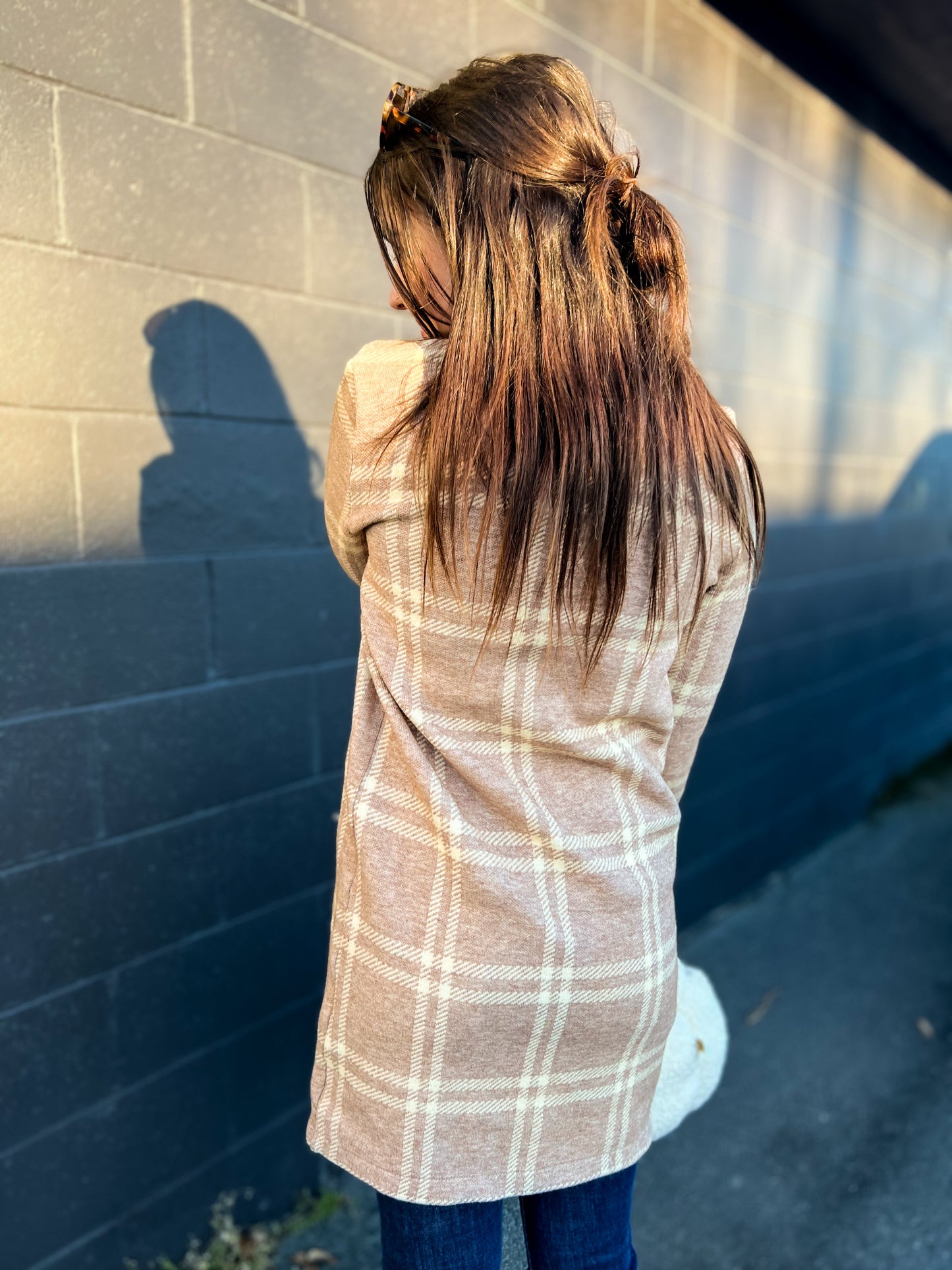 Kenzie Coat- Beige Ivory Plaid