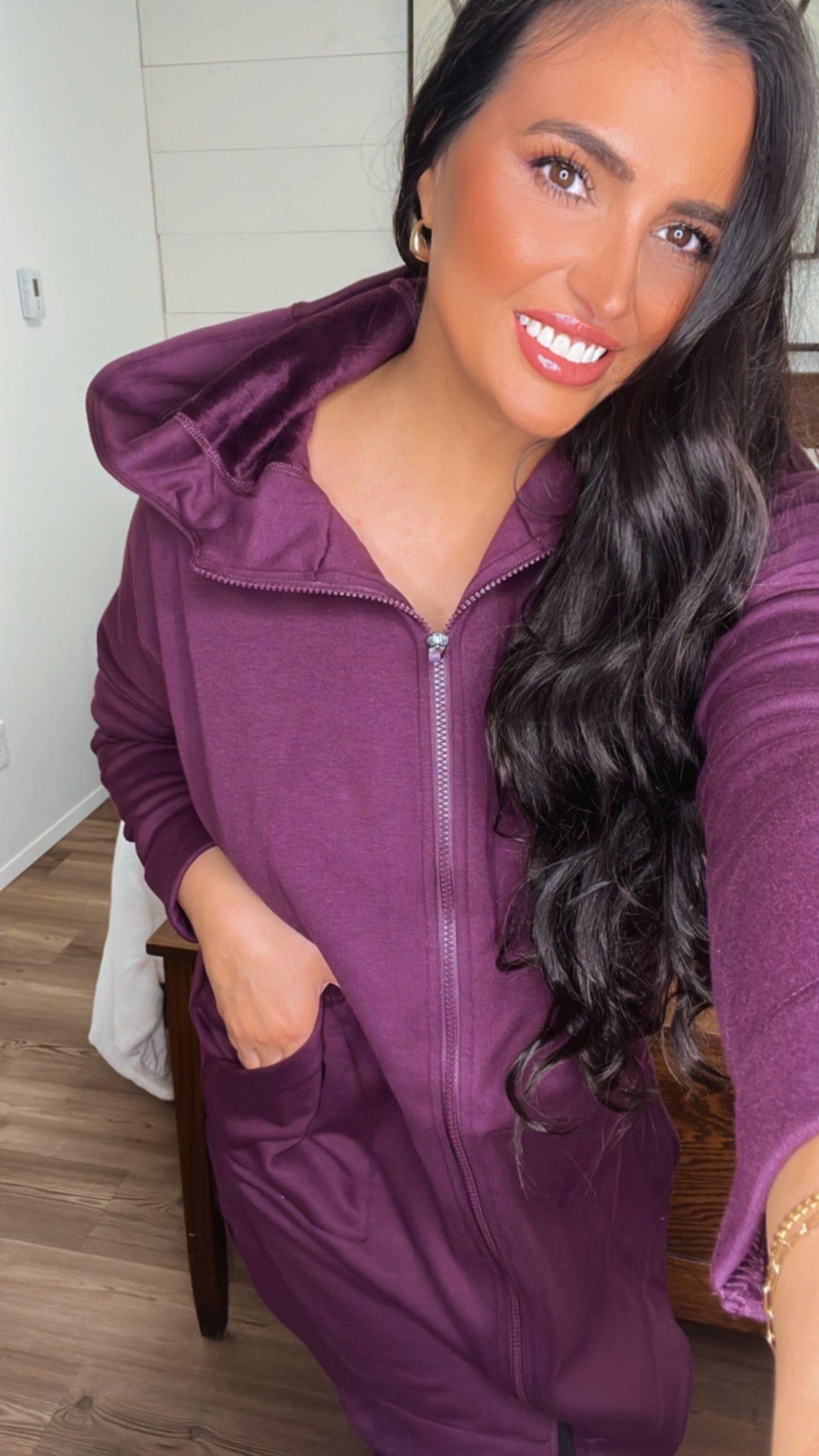 For Keeps Longline Zip Hoodie- Burgundy