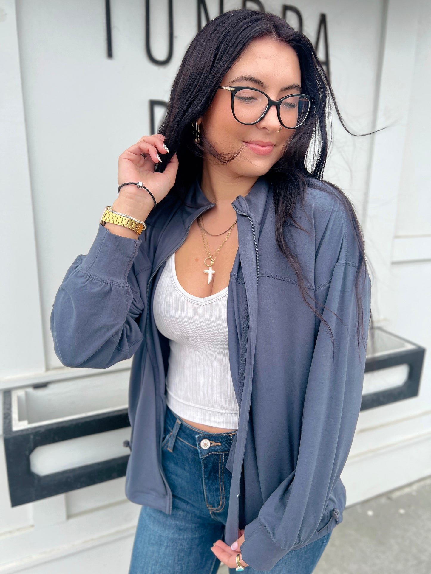 Just Butter Oversized Active Jacket- Charcoal