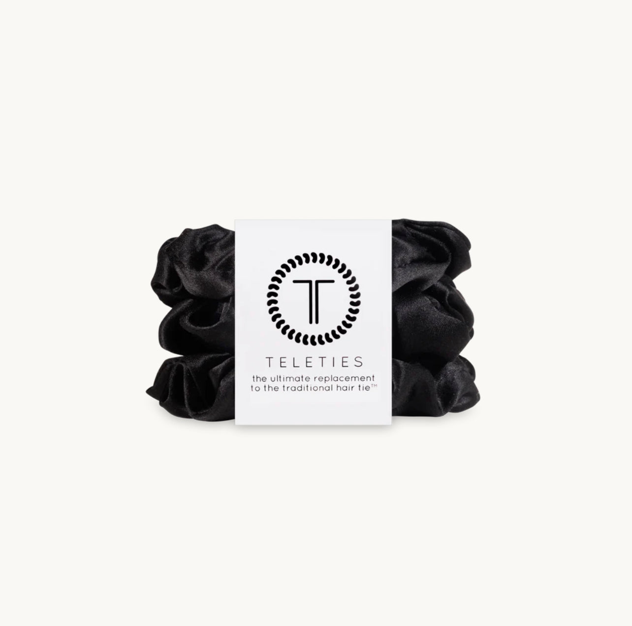Jet Black Large Satin Scrunchies