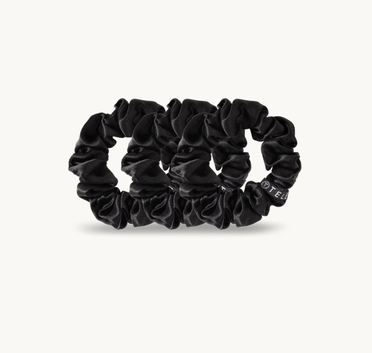 Jet Black Large Satin Scrunchies