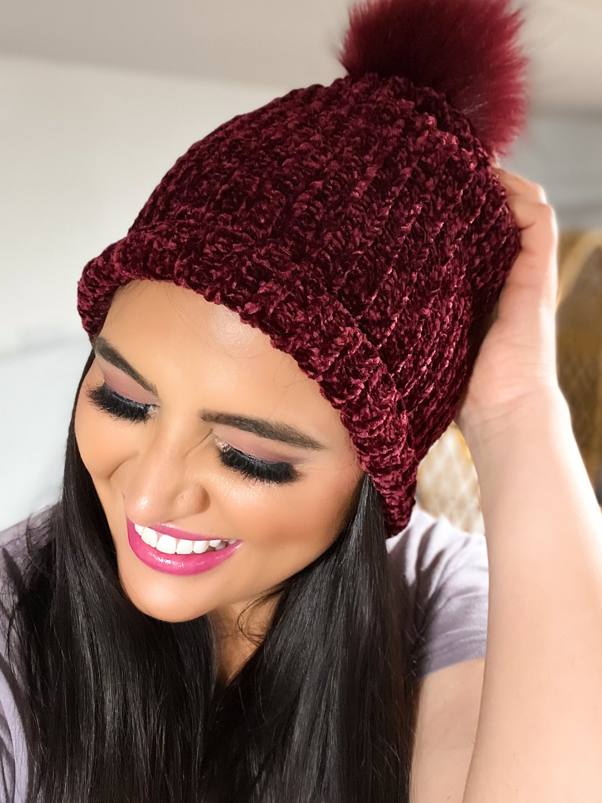 Chenille Pom Hat