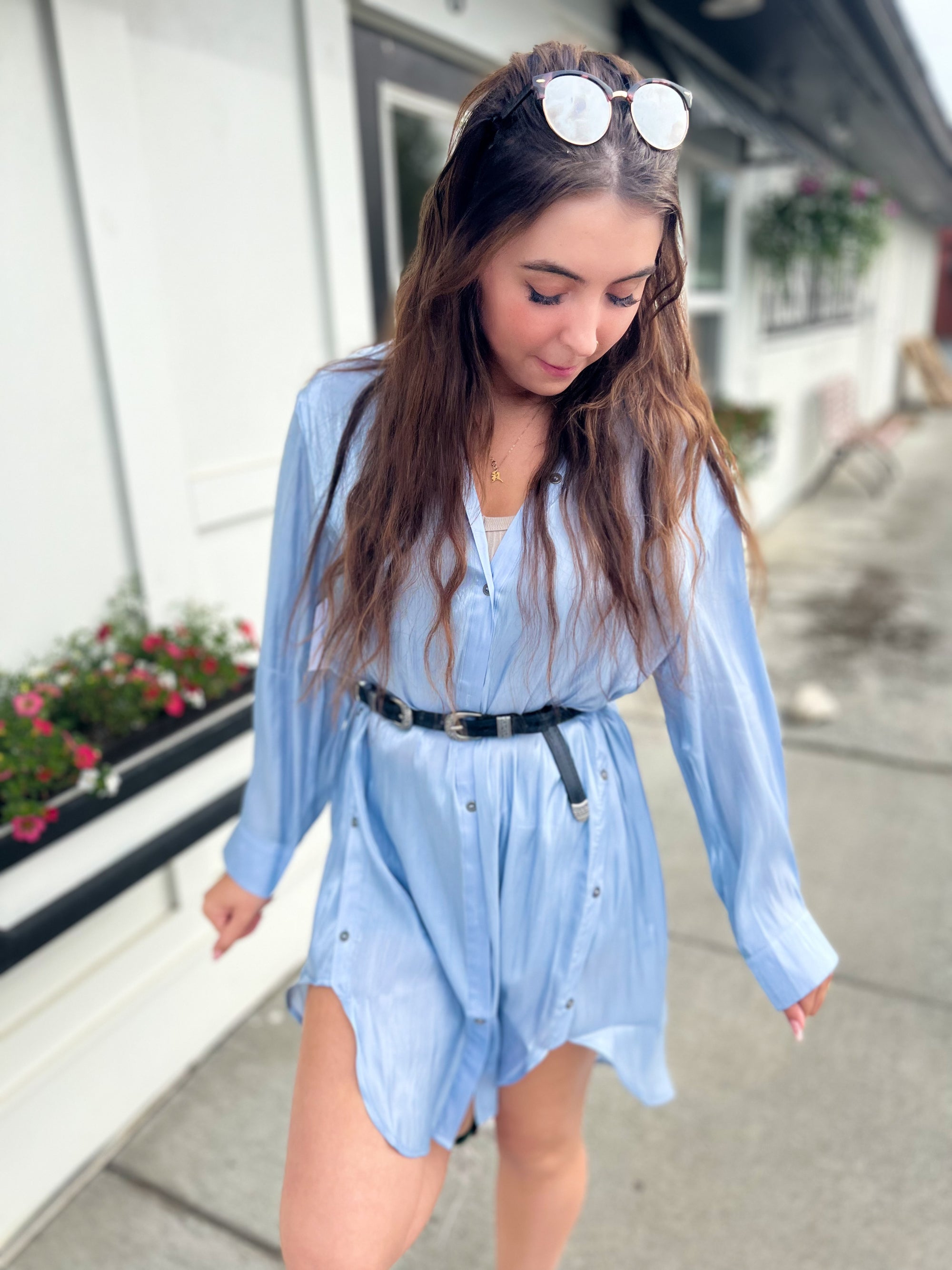 On Cloud Nine LS Button Down Blouse