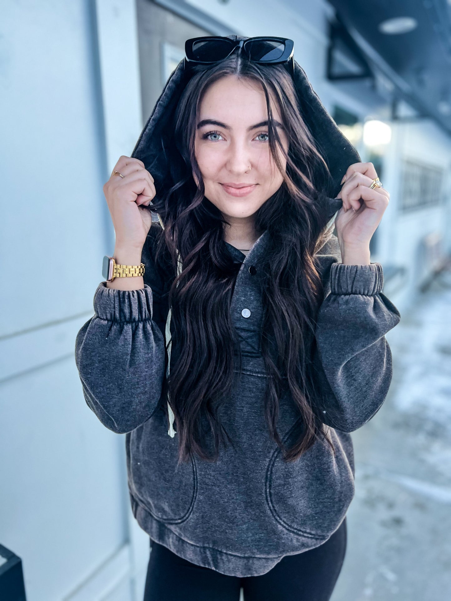 Just Comfort Oversized Fleece Pocket Hoodie- Ash BLK