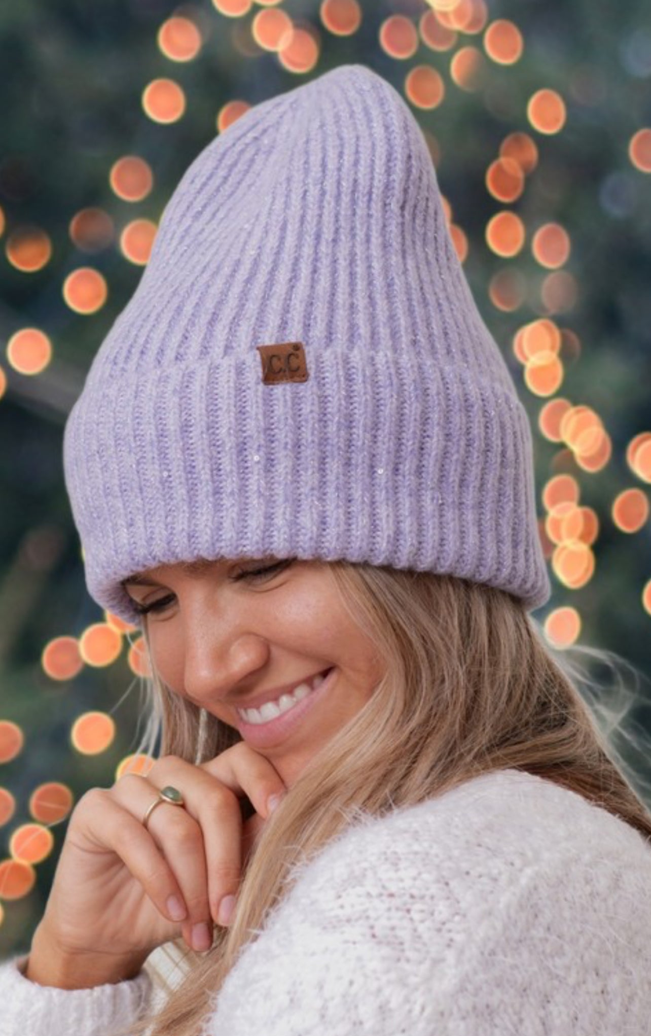 CC Wide Cuff Metallic Sequin Beanie