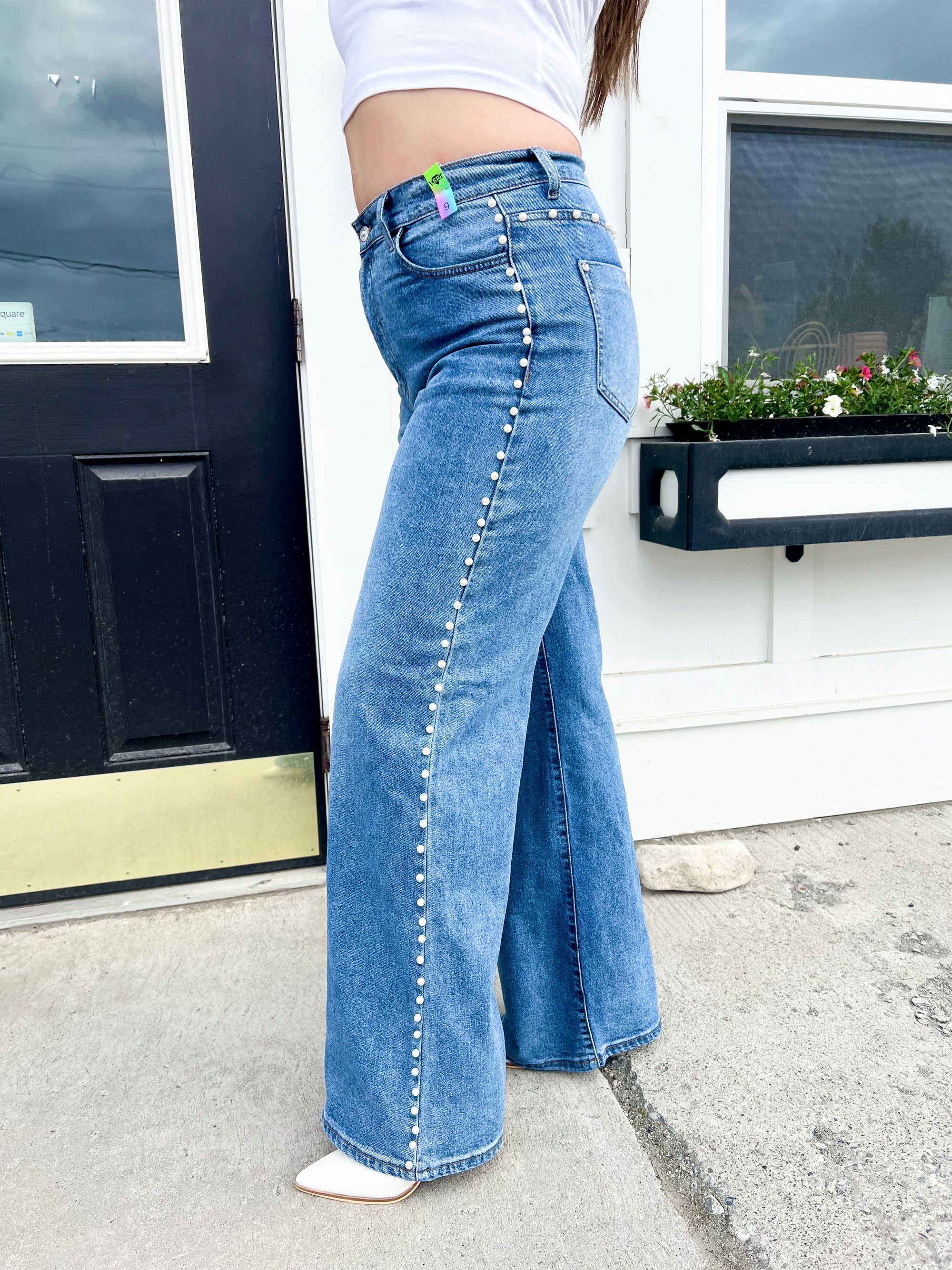 Taylor Pearl Stud HR Wide Leg