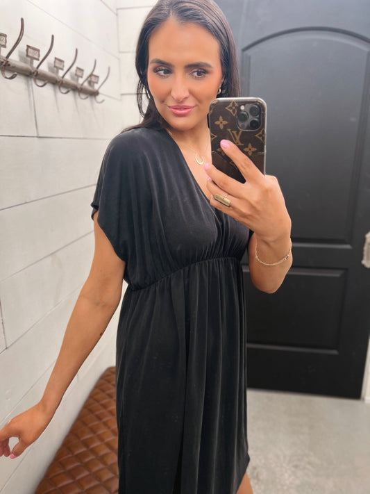 Jill Midi Dress- Washed BLK
