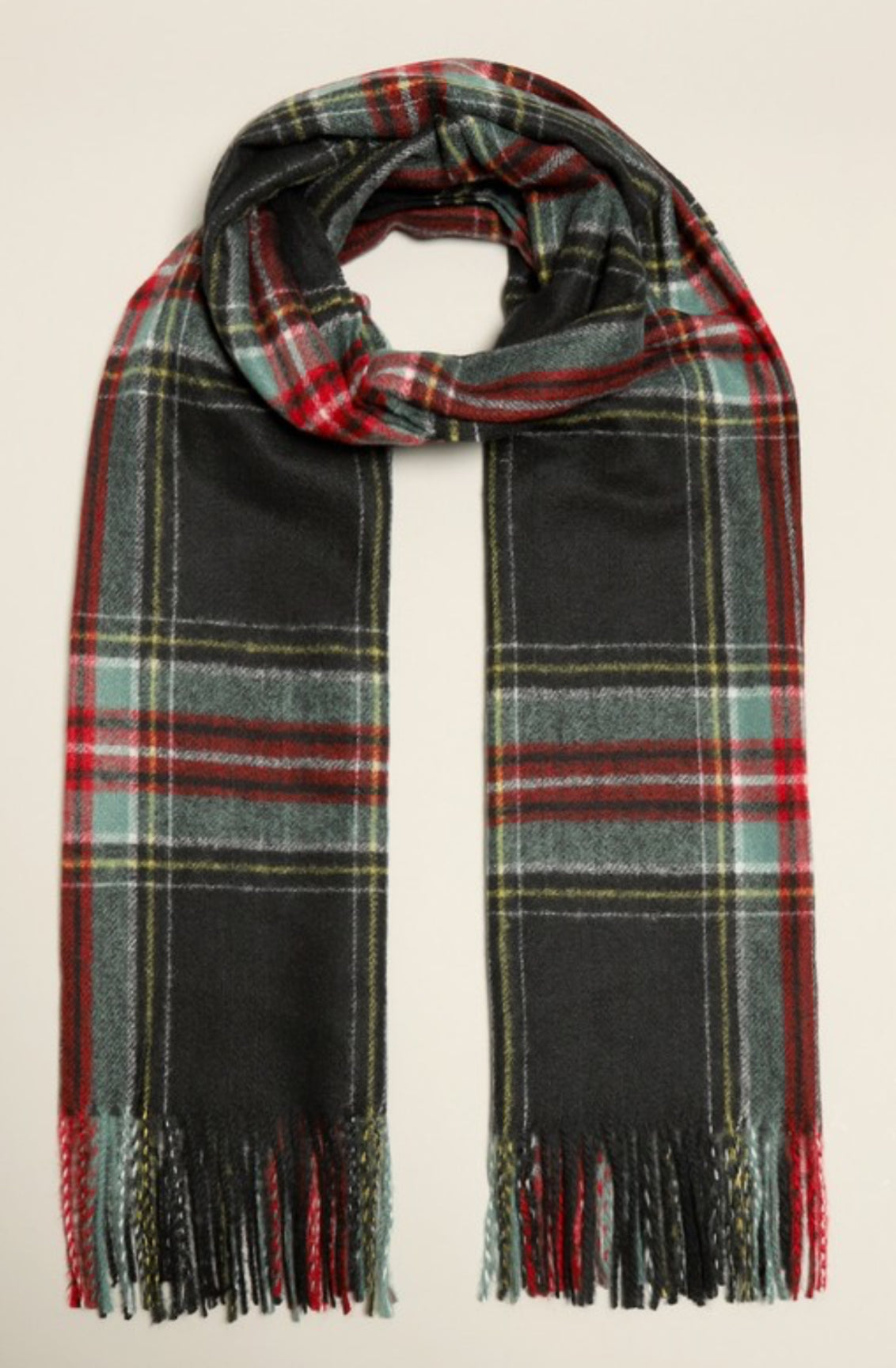 Cashmere Feel Plaid Scarf- Mistletoe