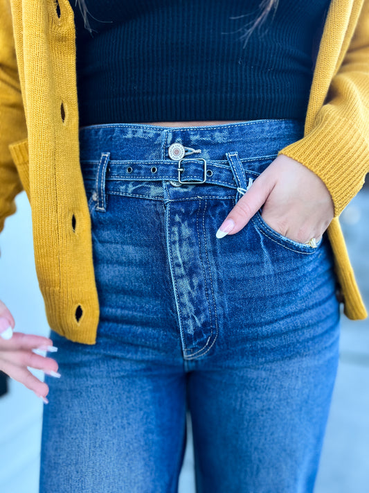 Rachel 90’s Wide Leg Belted Denim