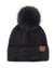 CC Plush Terry Pom Beanie- BLK