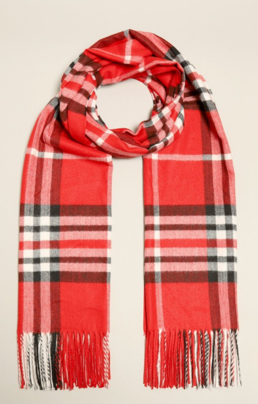 Cashmere Feel Plaid Scarf- Cran. Spice