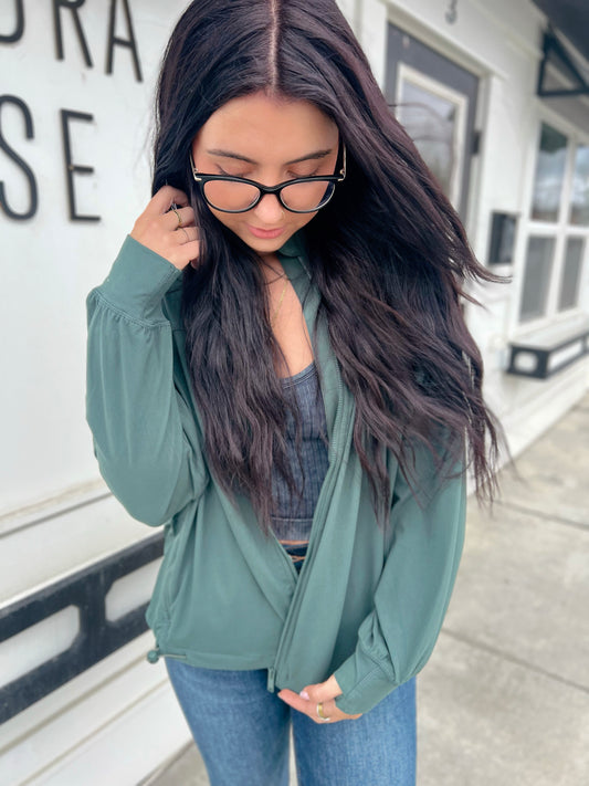 Just Butter Oversized Active Jacket- Dk Forest