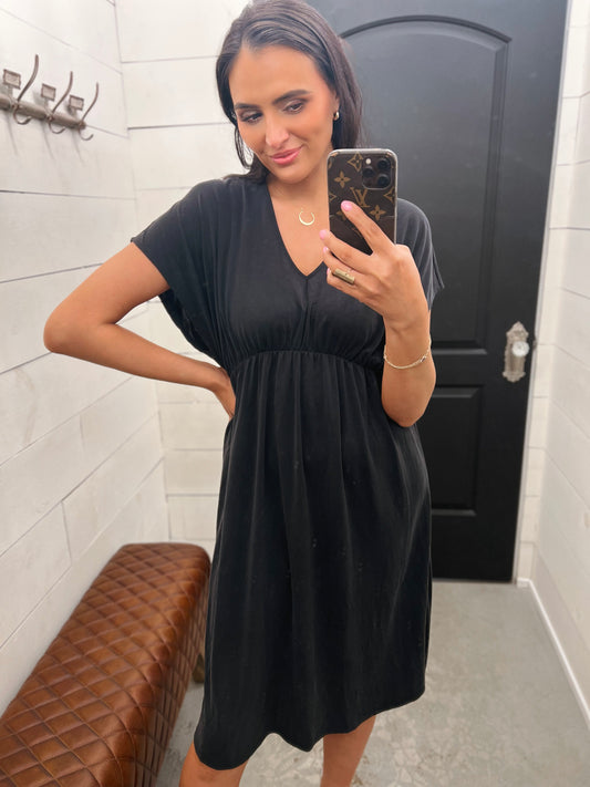 Jill Midi Dress- Washed BLK