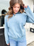 Casual Comfort Fleece Half Zip Pullover- Blue Grey