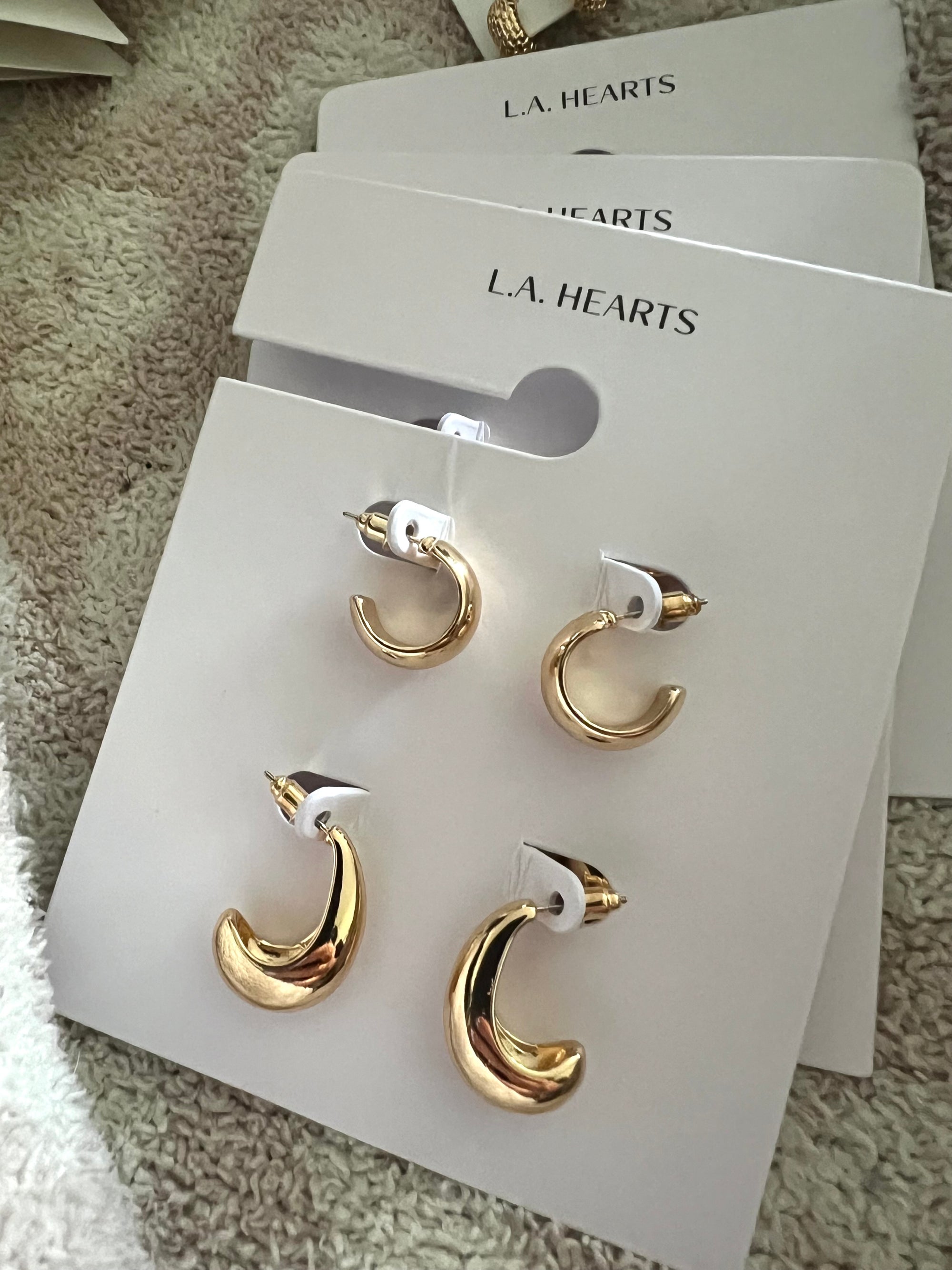 LA Heart Gold Hoop Set Earrings