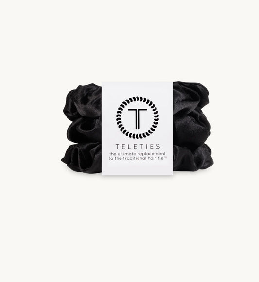Jet Black Small Satin Scrunchie