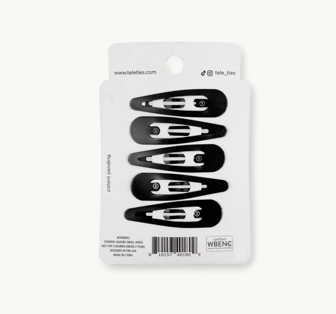 Teleties Jet Black Snap Clips
