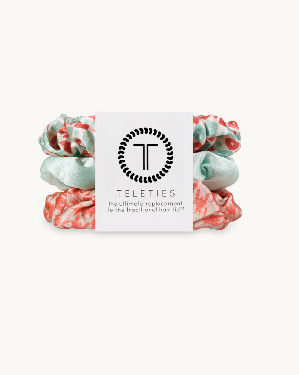 Calming Coral Satin Srunchies- Large