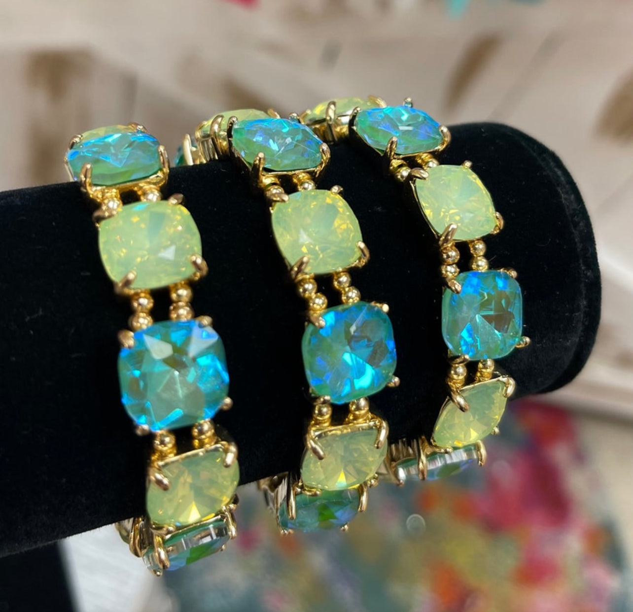 Blue/Green Stone Stretch Bracelet