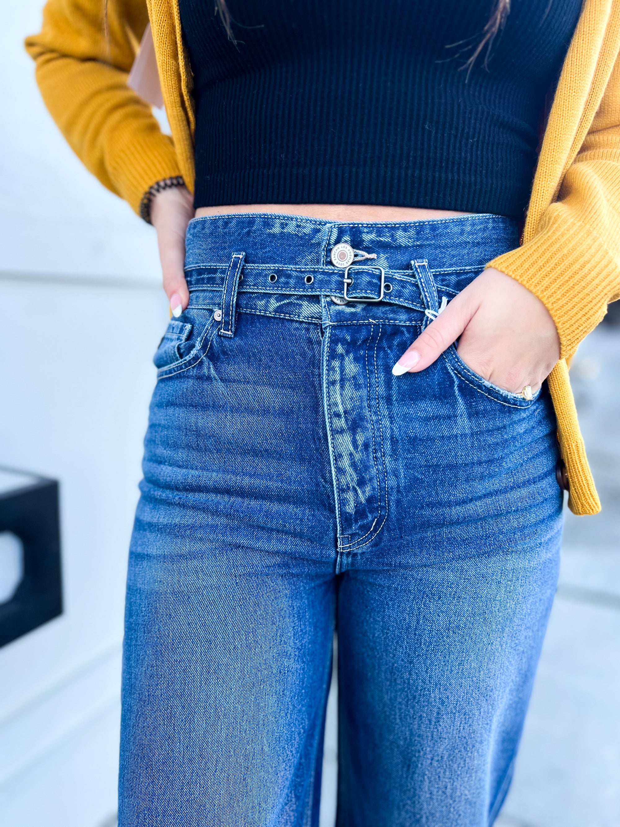 Rachel 90’s Wide Leg Belted Denim