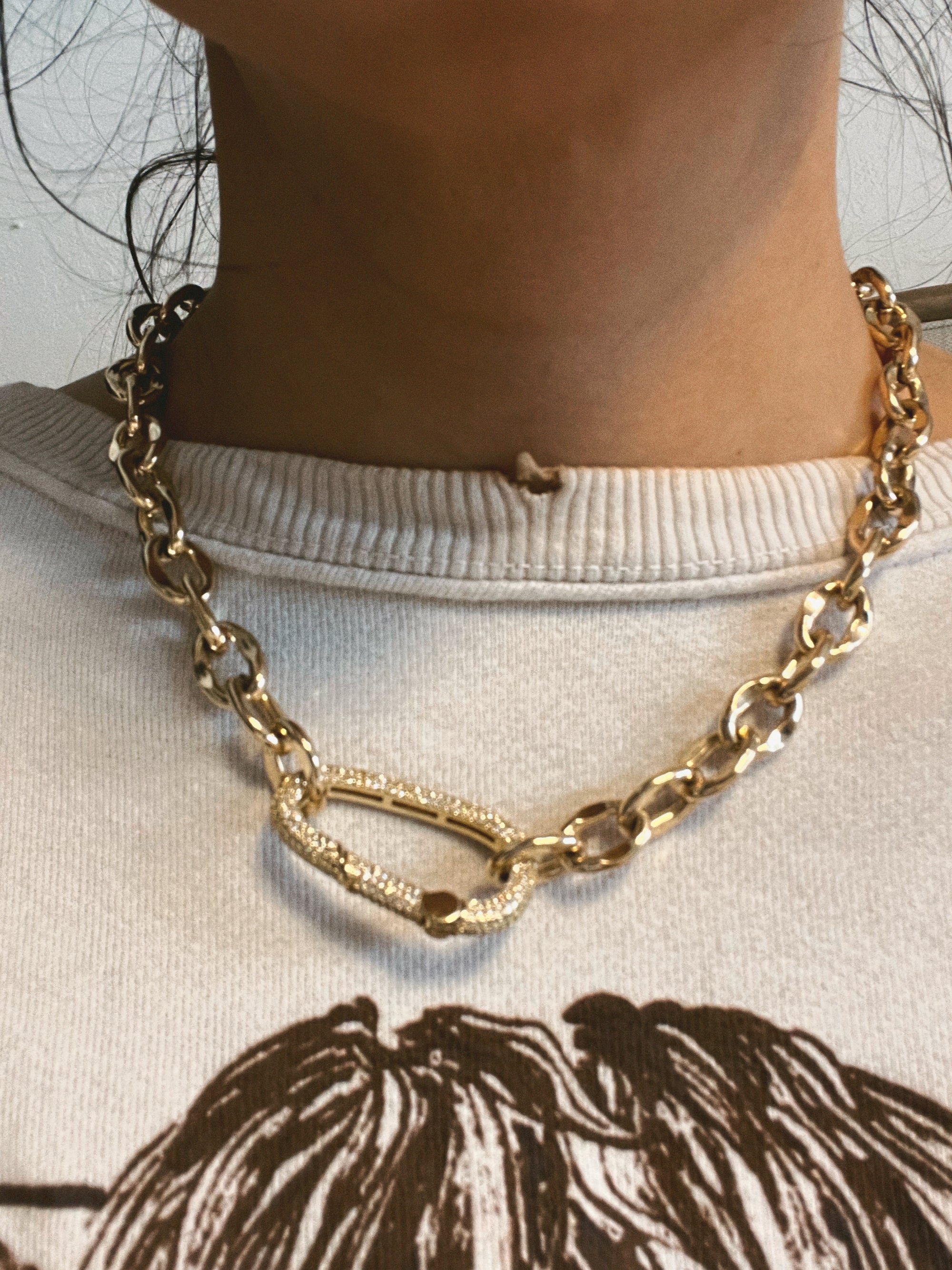 Gigi CZ Chain Link Necklace- Gold